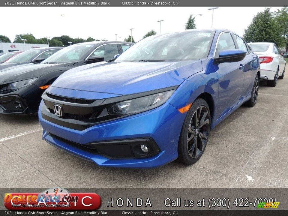 2021 Honda Civic Sport Sedan Aegean Blue Metallic / Black Photo #1