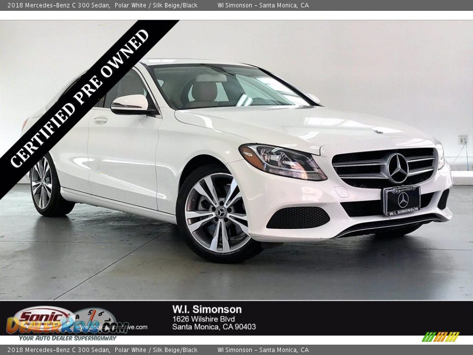 2018 Mercedes-Benz C 300 Sedan Polar White / Silk Beige/Black Photo #1