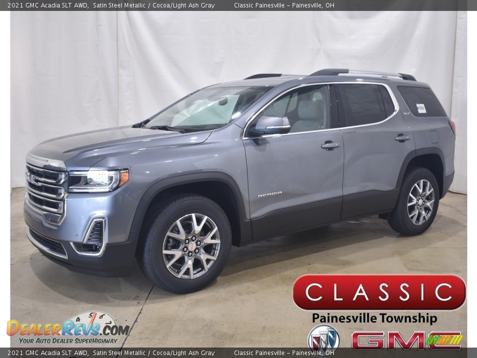 2021 GMC Acadia SLT AWD Satin Steel Metallic / Cocoa/Light Ash Gray Photo #1