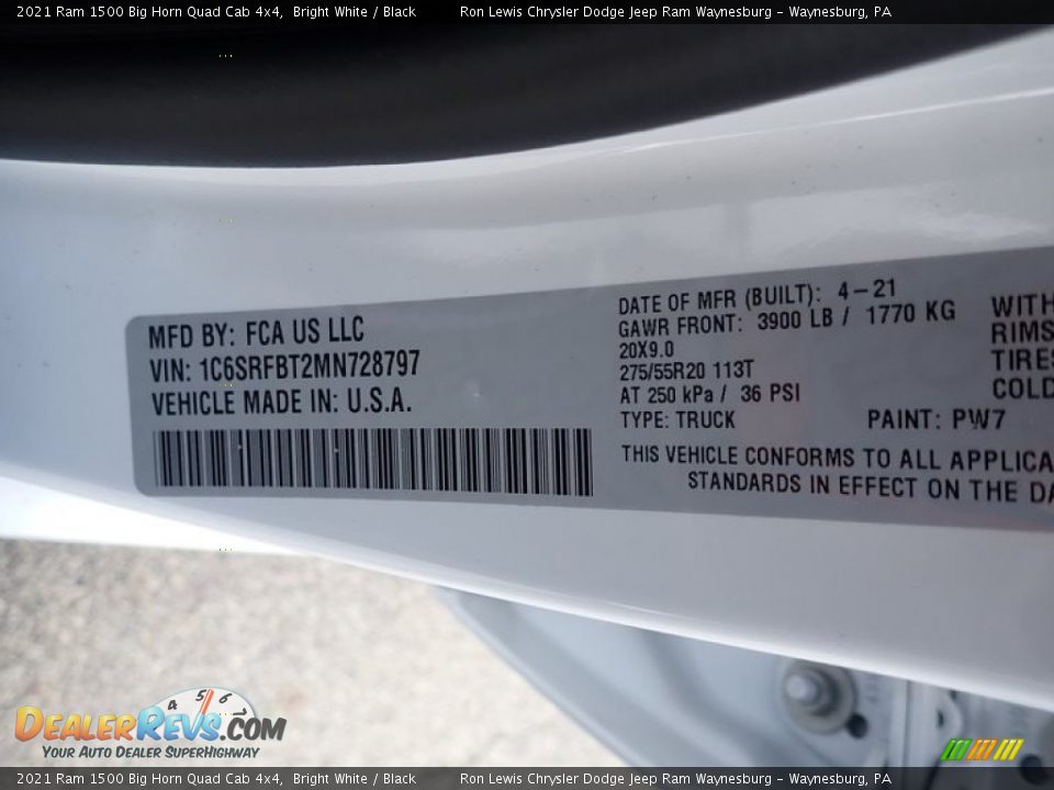 2021 Ram 1500 Big Horn Quad Cab 4x4 Bright White / Black Photo #15