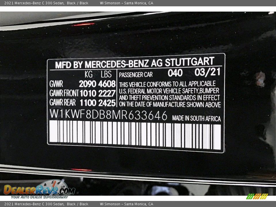 2021 Mercedes-Benz C 300 Sedan Black / Black Photo #11