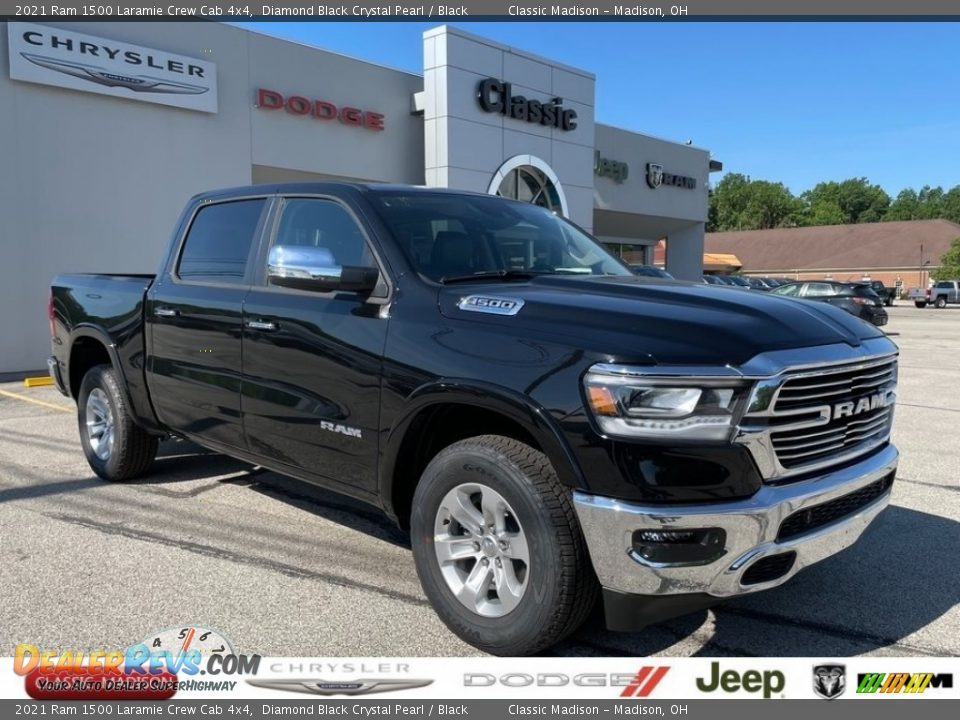 2021 Ram 1500 Laramie Crew Cab 4x4 Diamond Black Crystal Pearl / Black Photo #1