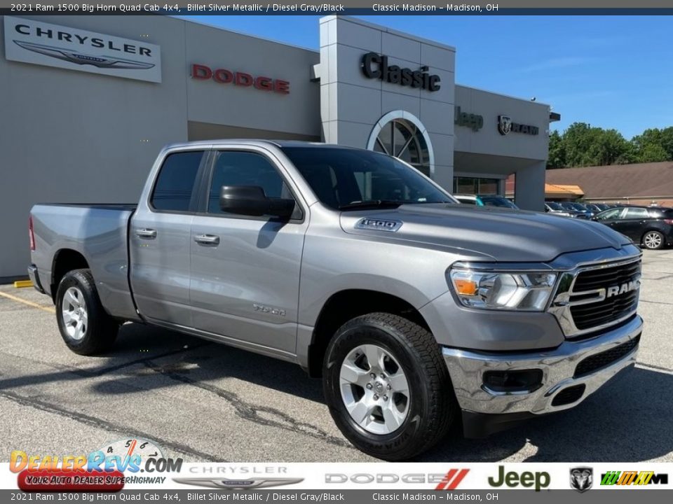 2021 Ram 1500 Big Horn Quad Cab 4x4 Billet Silver Metallic / Diesel Gray/Black Photo #1