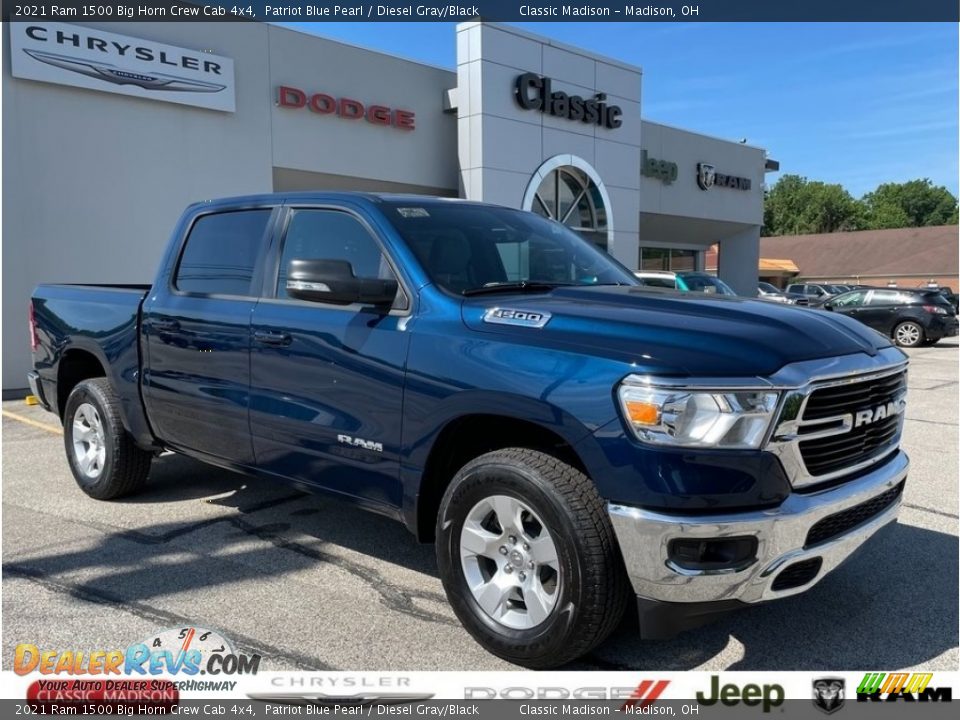 2021 Ram 1500 Big Horn Crew Cab 4x4 Patriot Blue Pearl / Diesel Gray/Black Photo #1