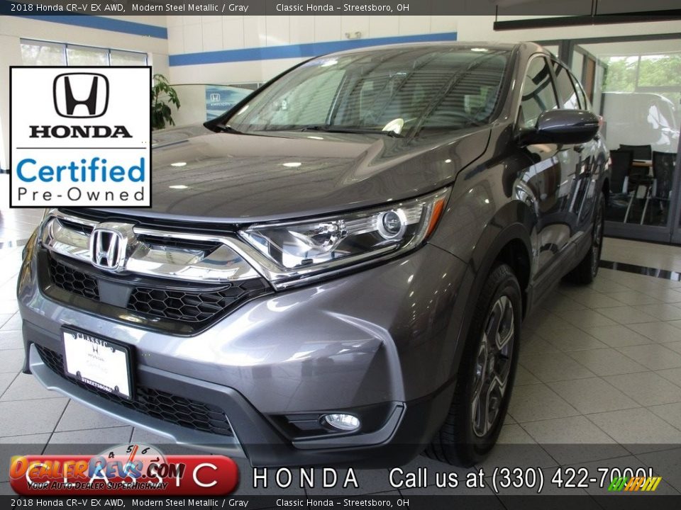 2018 Honda CR-V EX AWD Modern Steel Metallic / Gray Photo #1