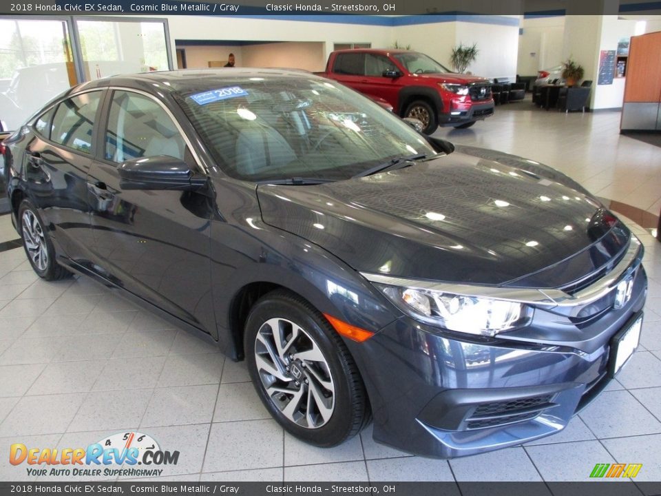 2018 Honda Civic EX Sedan Cosmic Blue Metallic / Gray Photo #3