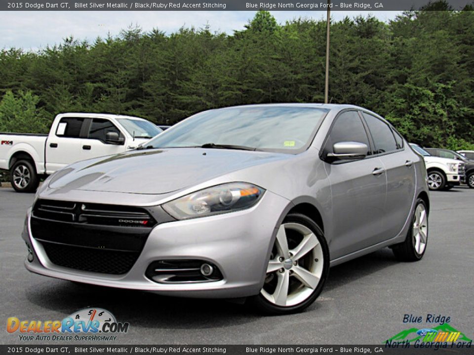 2015 Dodge Dart GT Billet Silver Metallic / Black/Ruby Red Accent Stitching Photo #1