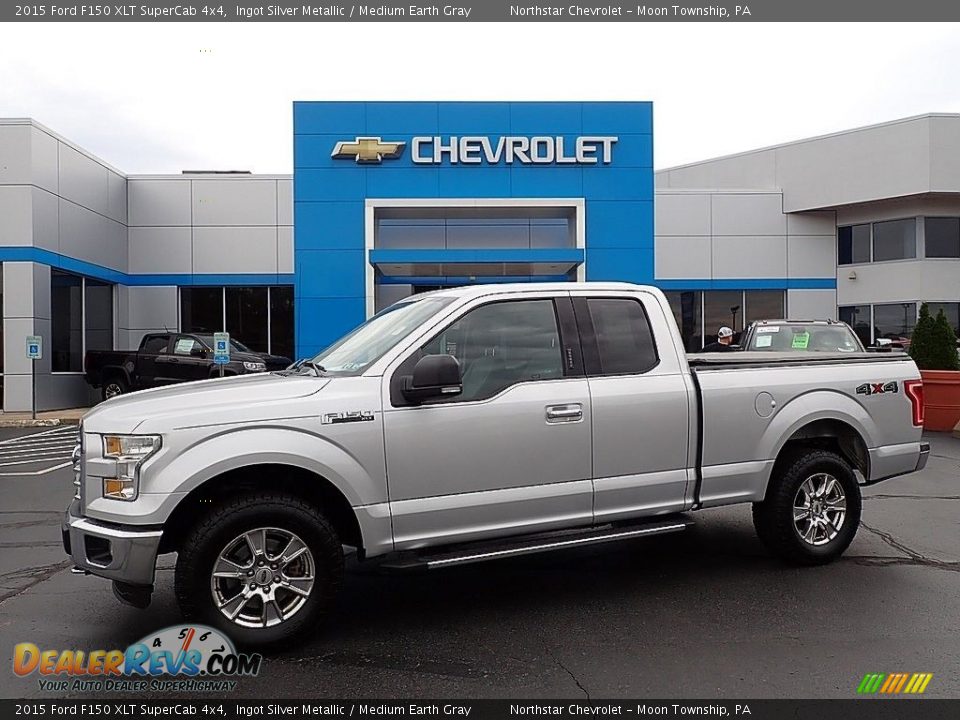 2015 Ford F150 XLT SuperCab 4x4 Ingot Silver Metallic / Medium Earth Gray Photo #1