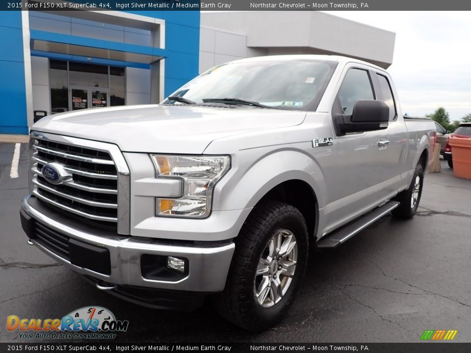 2015 Ford F150 XLT SuperCab 4x4 Ingot Silver Metallic / Medium Earth Gray Photo #2