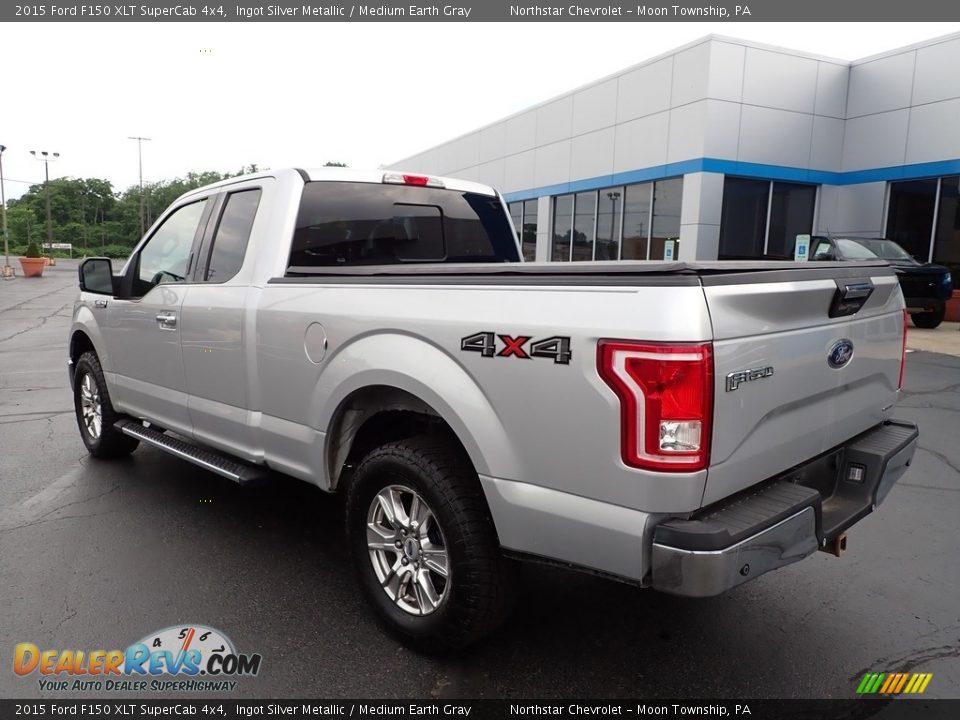 2015 Ford F150 XLT SuperCab 4x4 Ingot Silver Metallic / Medium Earth Gray Photo #4