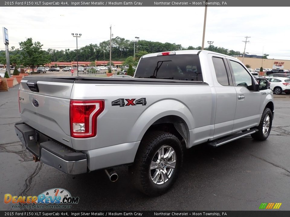 2015 Ford F150 XLT SuperCab 4x4 Ingot Silver Metallic / Medium Earth Gray Photo #8