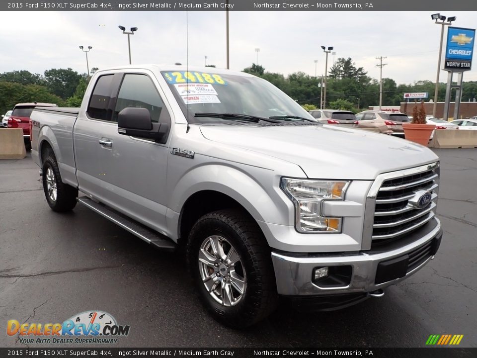 2015 Ford F150 XLT SuperCab 4x4 Ingot Silver Metallic / Medium Earth Gray Photo #10