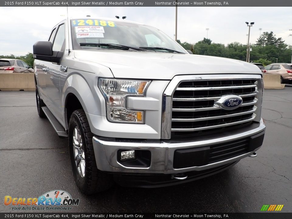 2015 Ford F150 XLT SuperCab 4x4 Ingot Silver Metallic / Medium Earth Gray Photo #11