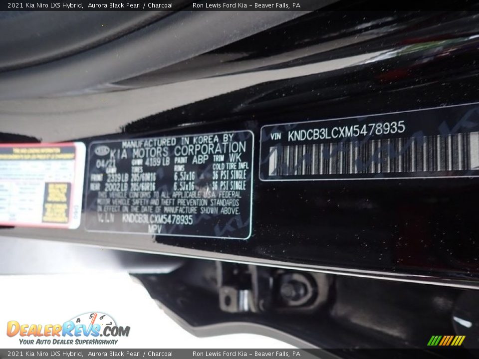 2021 Kia Niro LXS Hybrid Aurora Black Pearl / Charcoal Photo #16