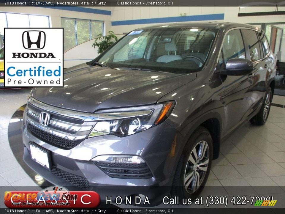 2018 Honda Pilot EX-L AWD Modern Steel Metallic / Gray Photo #1