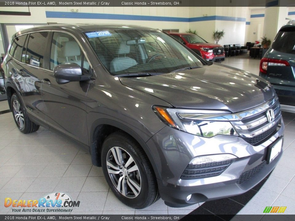 2018 Honda Pilot EX-L AWD Modern Steel Metallic / Gray Photo #3