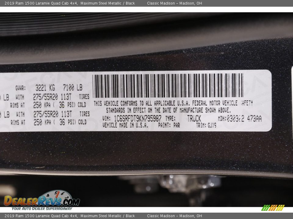 2019 Ram 1500 Laramie Quad Cab 4x4 Maximum Steel Metallic / Black Photo #23