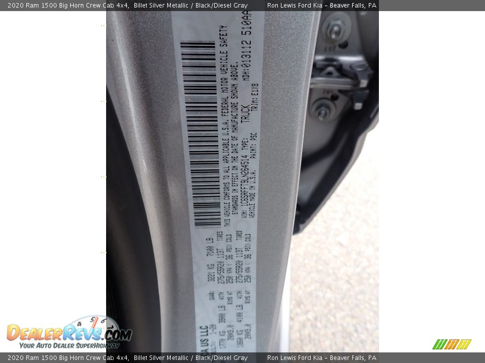 2020 Ram 1500 Big Horn Crew Cab 4x4 Billet Silver Metallic / Black/Diesel Gray Photo #16