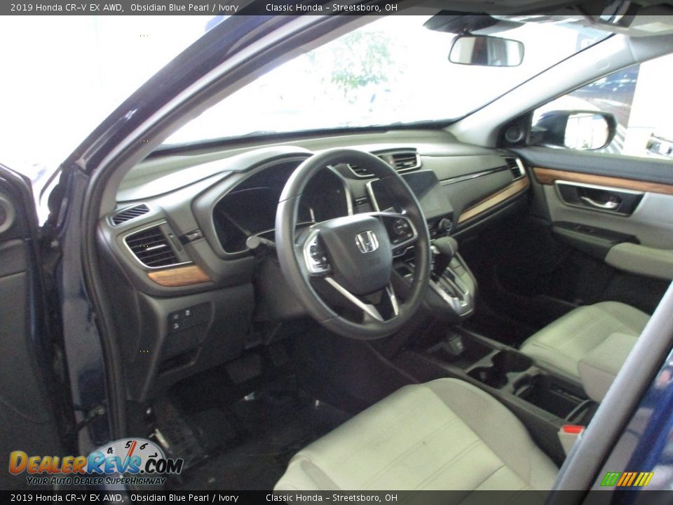 2019 Honda CR-V EX AWD Obsidian Blue Pearl / Ivory Photo #28