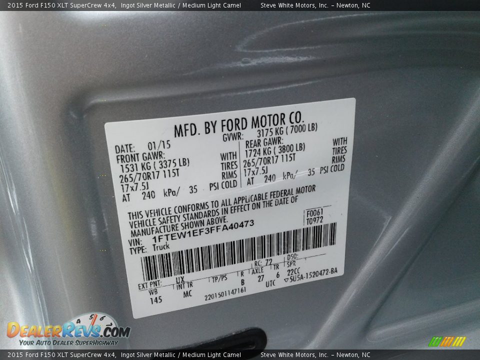 2015 Ford F150 XLT SuperCrew 4x4 Ingot Silver Metallic / Medium Light Camel Photo #27