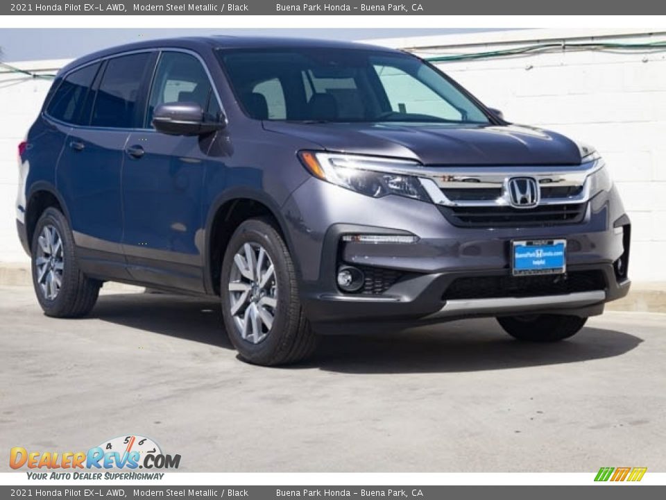 2021 Honda Pilot EX-L AWD Modern Steel Metallic / Black Photo #1