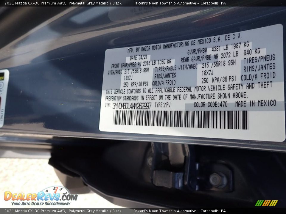 2021 Mazda CX-30 Premium AWD Polymetal Gray Metallic / Black Photo #16