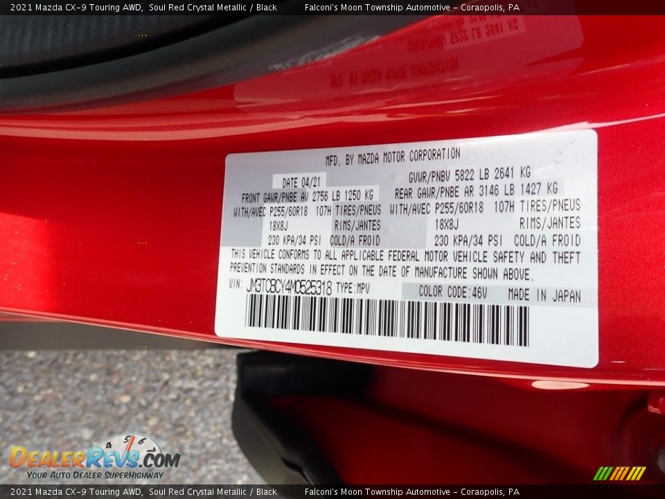 2021 Mazda CX-9 Touring AWD Soul Red Crystal Metallic / Black Photo #15