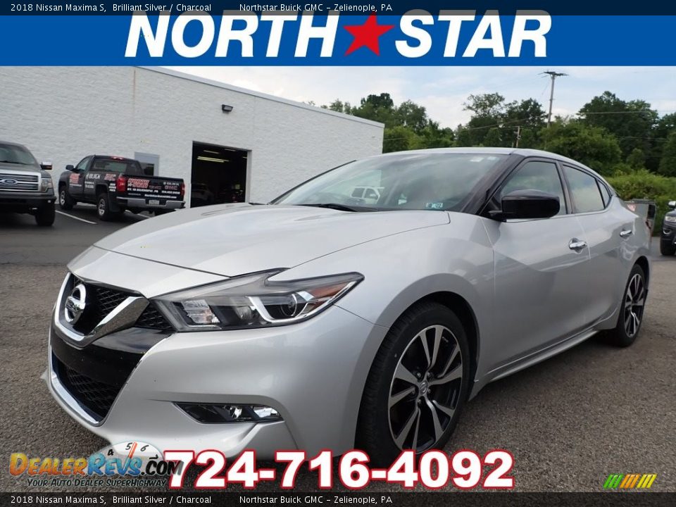 2018 Nissan Maxima S Brilliant Silver / Charcoal Photo #1