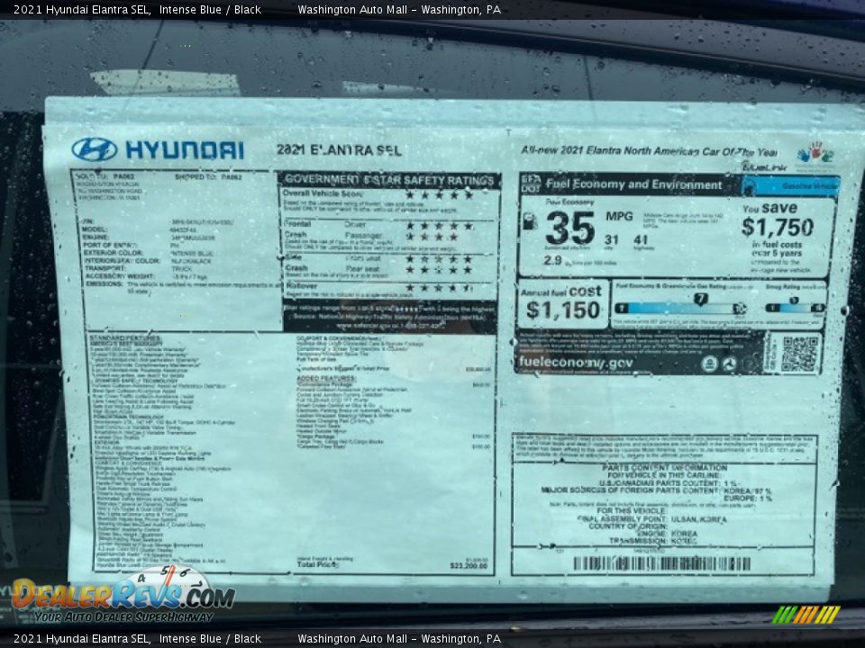 2021 Hyundai Elantra SEL Window Sticker Photo #6