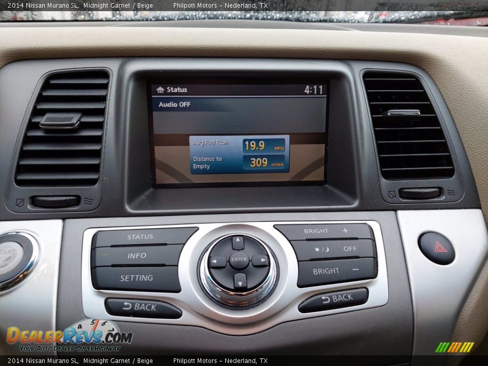 2014 Nissan Murano SL Midnight Garnet / Beige Photo #19