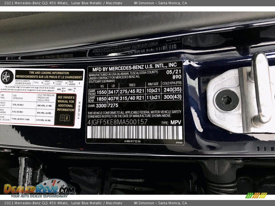 2021 Mercedes-Benz GLS 450 4Matic Lunar Blue Metallic / Macchiato Photo #11
