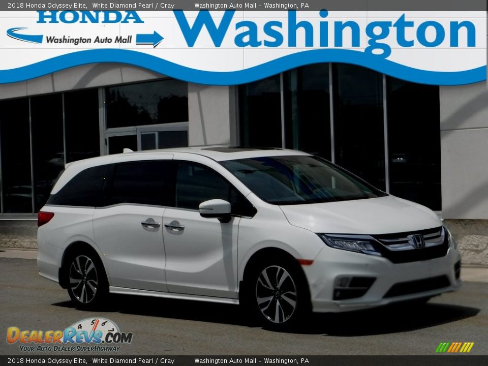 2018 Honda Odyssey Elite White Diamond Pearl / Gray Photo #1