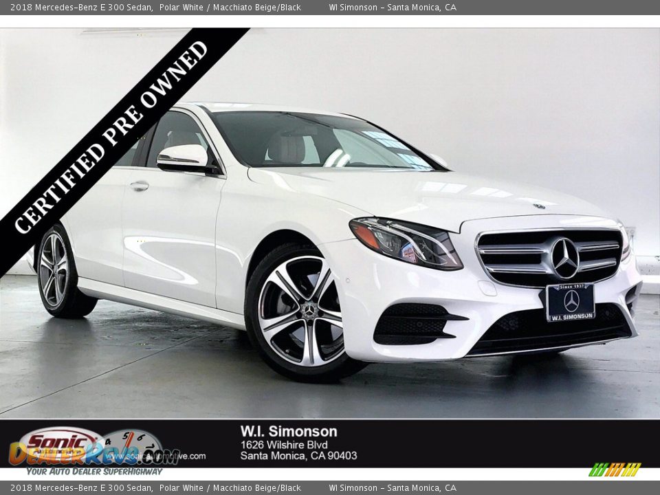 2018 Mercedes-Benz E 300 Sedan Polar White / Macchiato Beige/Black Photo #1