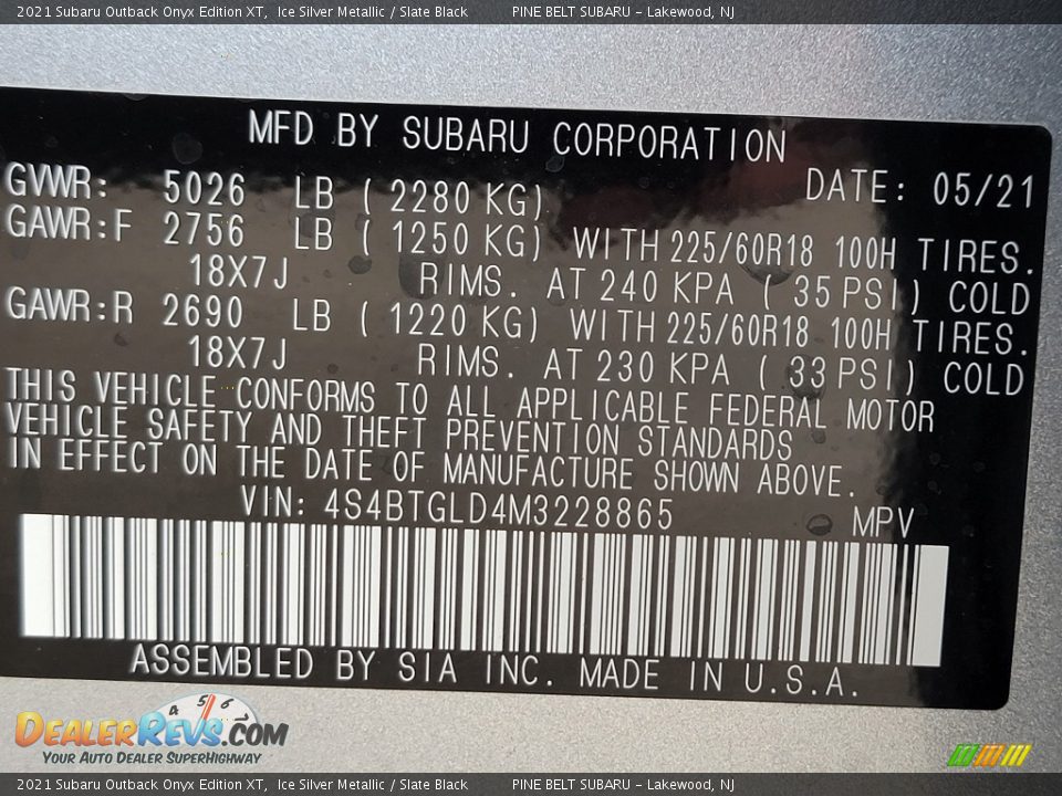 2021 Subaru Outback Onyx Edition XT Ice Silver Metallic / Slate Black Photo #14