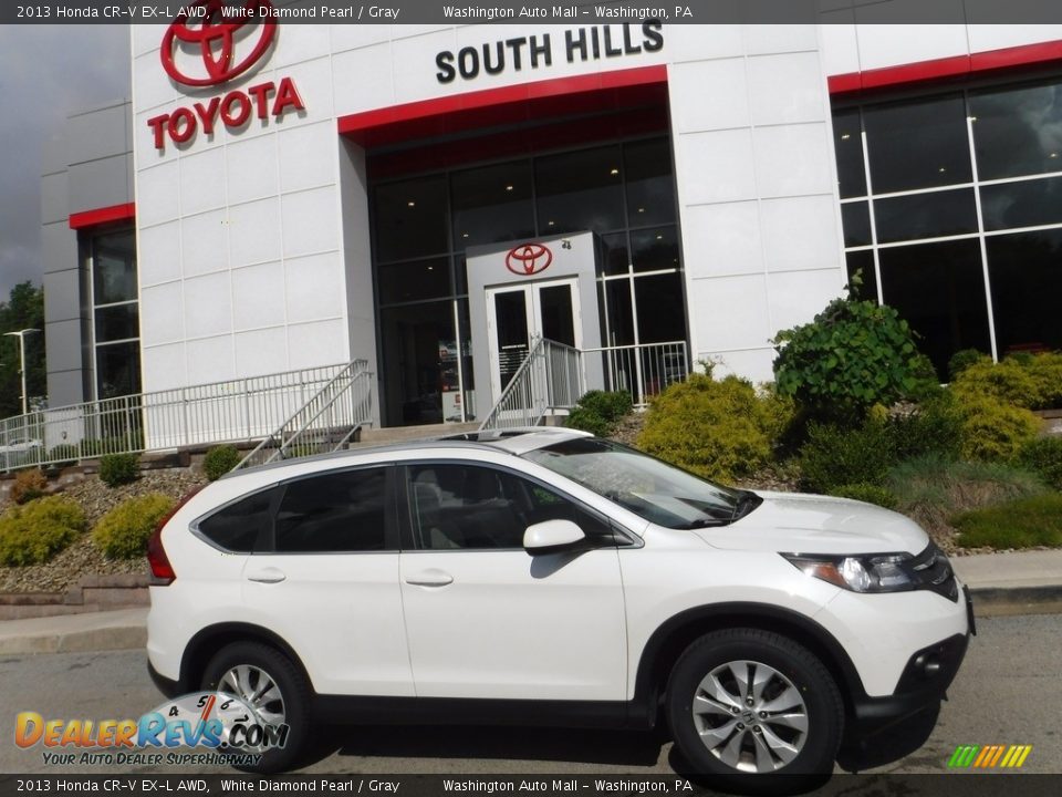 2013 Honda CR-V EX-L AWD White Diamond Pearl / Gray Photo #2