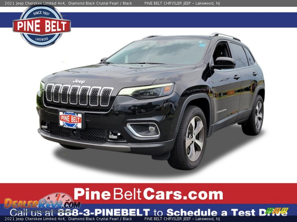 2021 Jeep Cherokee Limited 4x4 Diamond Black Crystal Pearl / Black Photo #1