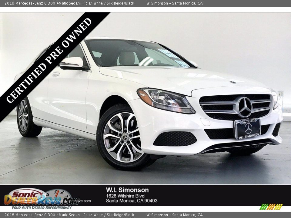 2018 Mercedes-Benz C 300 4Matic Sedan Polar White / Silk Beige/Black Photo #1