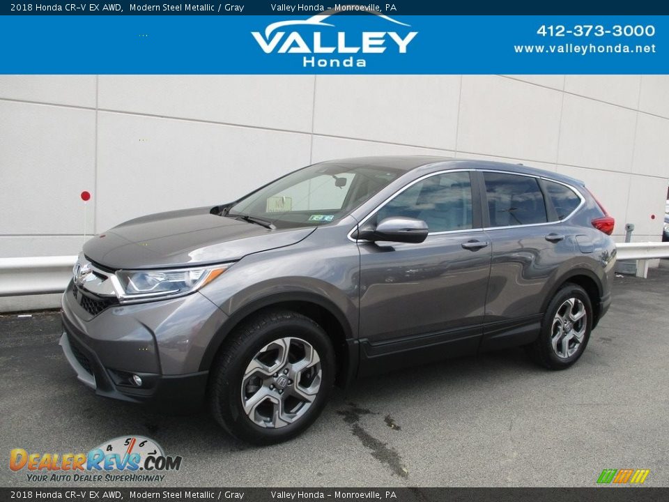 2018 Honda CR-V EX AWD Modern Steel Metallic / Gray Photo #1