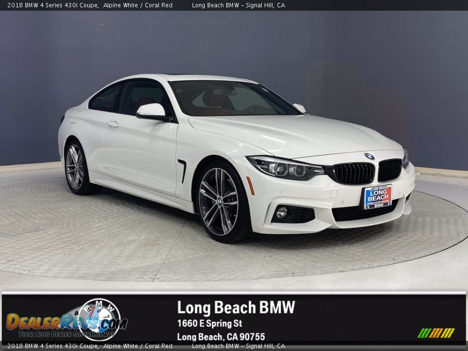 2018 BMW 4 Series 430i Coupe Alpine White / Coral Red Photo #1