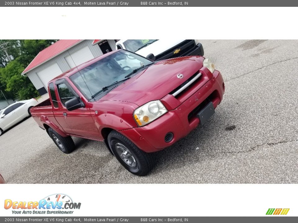 2003 Nissan Frontier XE V6 King Cab 4x4 Molten Lava Pearl / Gray Photo #3