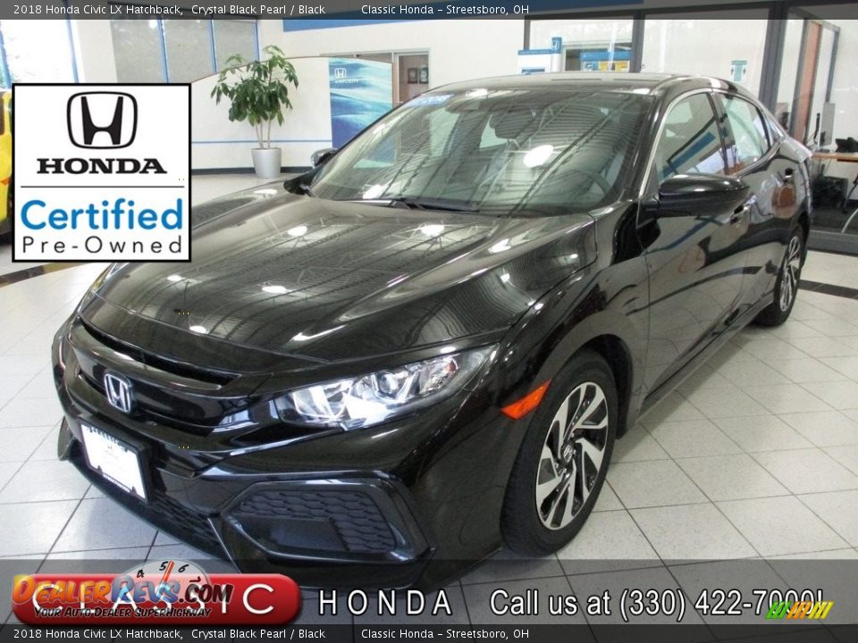 2018 Honda Civic LX Hatchback Crystal Black Pearl / Black Photo #1
