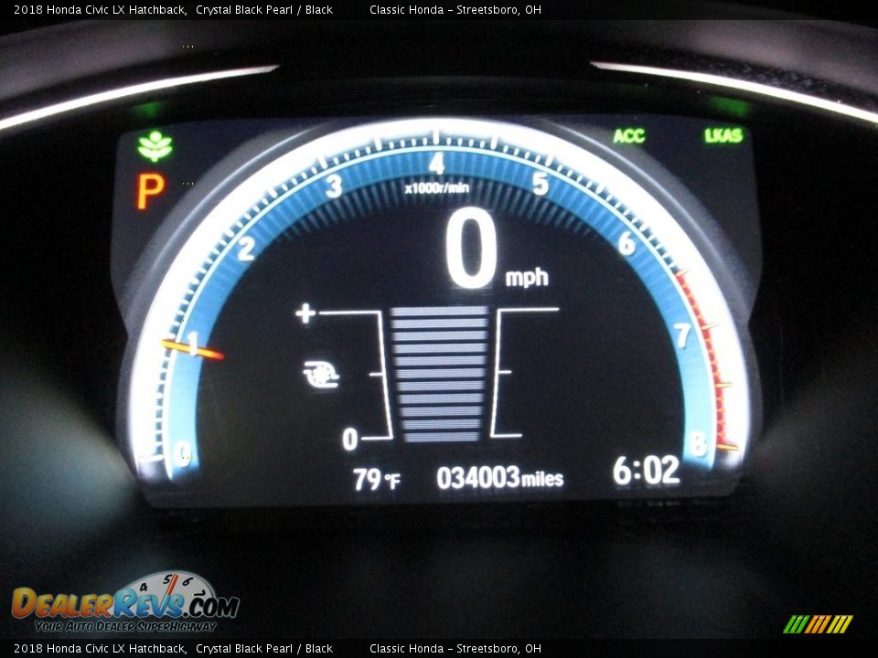 2018 Honda Civic LX Hatchback Crystal Black Pearl / Black Photo #33