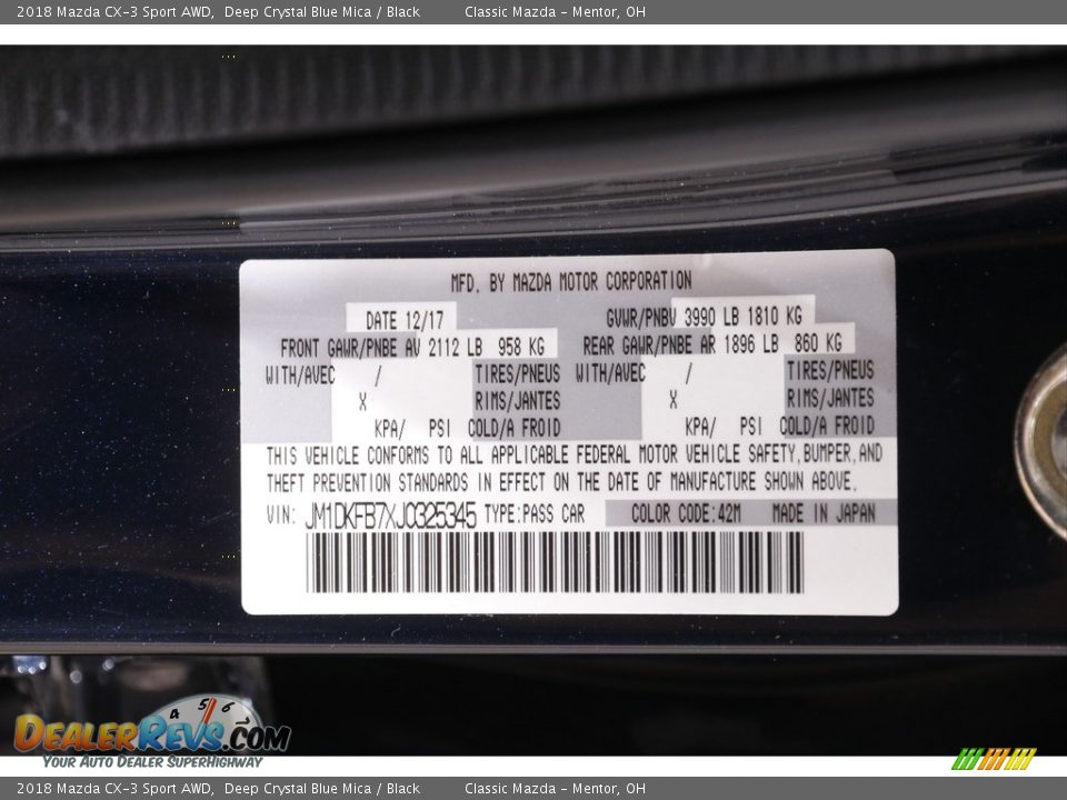 2018 Mazda CX-3 Sport AWD Deep Crystal Blue Mica / Black Photo #18
