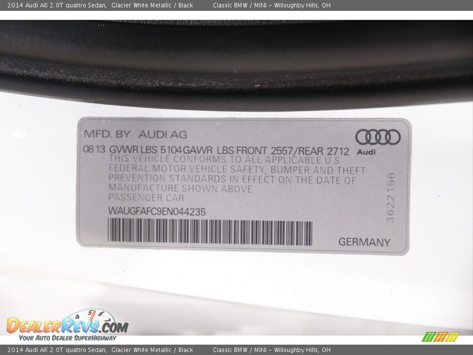 2014 Audi A6 2.0T quattro Sedan Glacier White Metallic / Black Photo #24