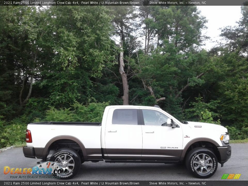 2021 Ram 2500 Limited Longhorn Crew Cab 4x4 Pearl White / Lt Mountain Brown/Brown Photo #6