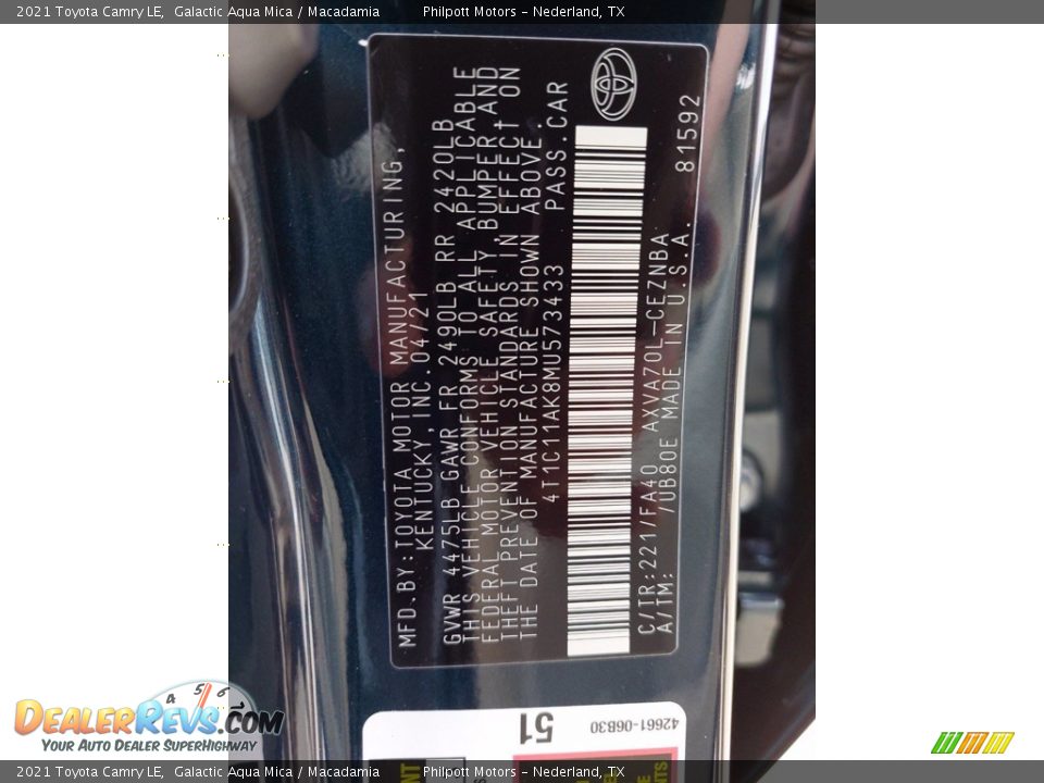 2021 Toyota Camry LE Galactic Aqua Mica / Macadamia Photo #25