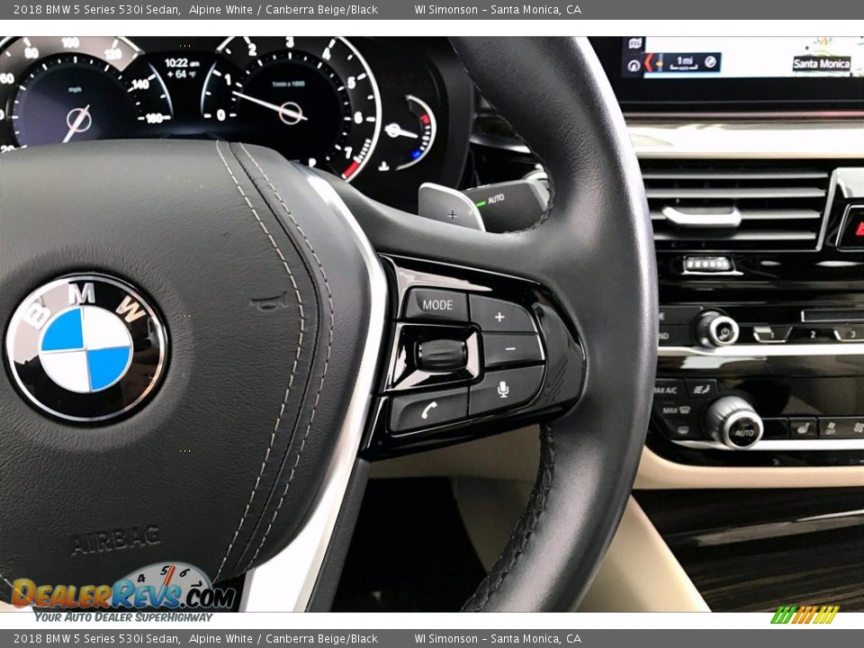 2018 BMW 5 Series 530i Sedan Alpine White / Canberra Beige/Black Photo #22