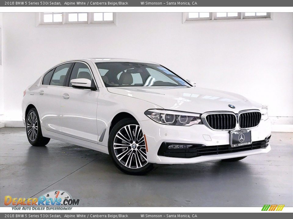 2018 BMW 5 Series 530i Sedan Alpine White / Canberra Beige/Black Photo #34