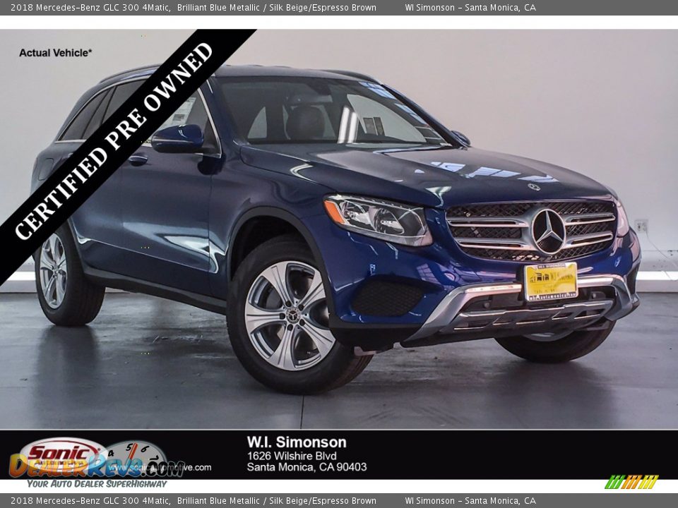 2018 Mercedes-Benz GLC 300 4Matic Brilliant Blue Metallic / Silk Beige/Espresso Brown Photo #1