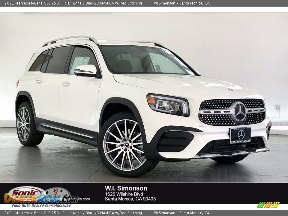 2021 Mercedes-Benz GLB 250 Polar White / Black/DINAMICA w/Red Stitching Photo #1